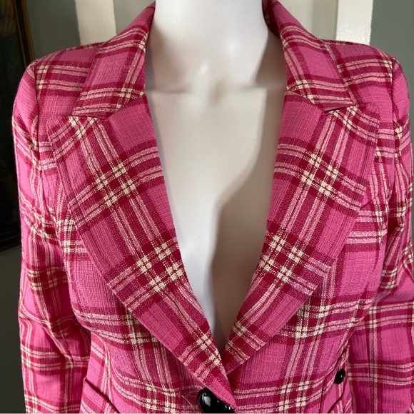 Smythe Duchess Tonal Pink Plaid Blazer Jacket XSmall XS 0 Suit - Picture 6 of 12